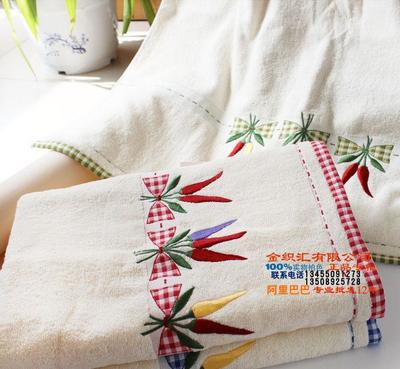金號(hào)專柜 提緞繡浴巾 純棉小辣椒浴巾 RC118H